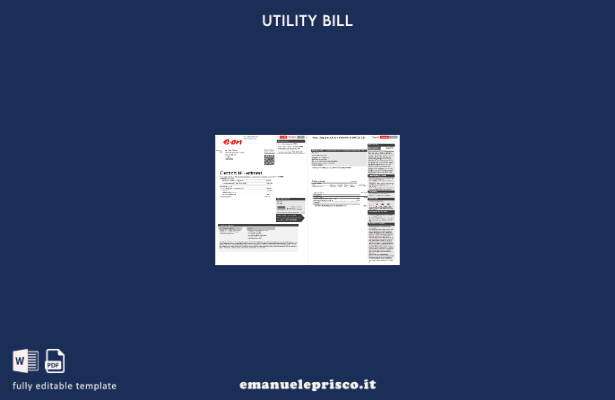 stile verificato Pagine delle bollette elettriche del Regno Unito E.ON, modello 